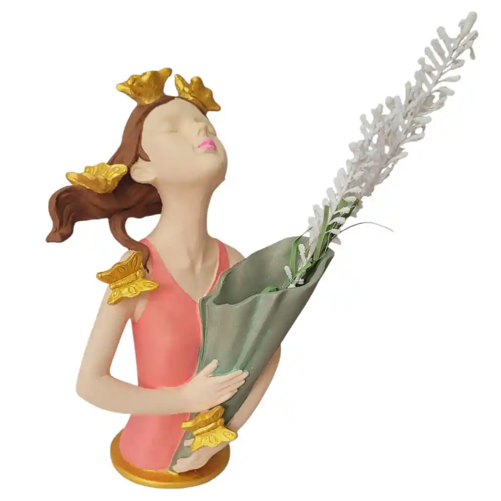 Decoración Mujer Con Mariposas Y Flores
