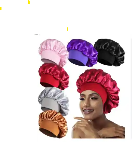 Gorro De Satin + Bamba- Colores (negro, Rojo Azul Rosado, Verde, Cafe, Morado, Agua Marina, Gris, Lila, Amarillo) (escoger Color)