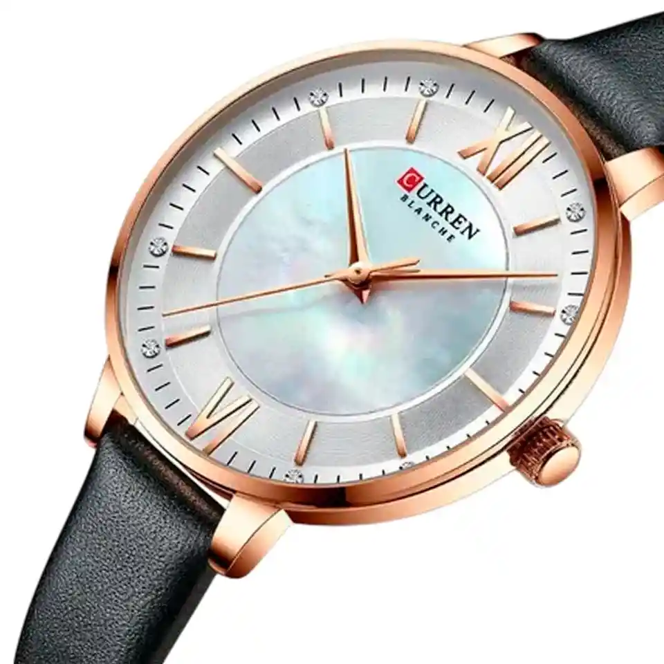 Reloj Analogo Curren Kred25012002 Cuarzo Con Correa De Cuero Negro Para Mujer