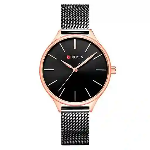 Reloj Análogo Curren Original Kreb732001 Acero Inoxidable Color Negro Y Dorado Para Mujer