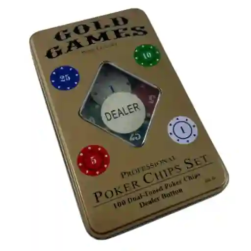 Set De Fichas Poker Casino Texas Hold X 100 Dorado