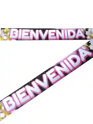 Banner Doble Letrero Bienvenida Fiesta Decoracion Fucsia