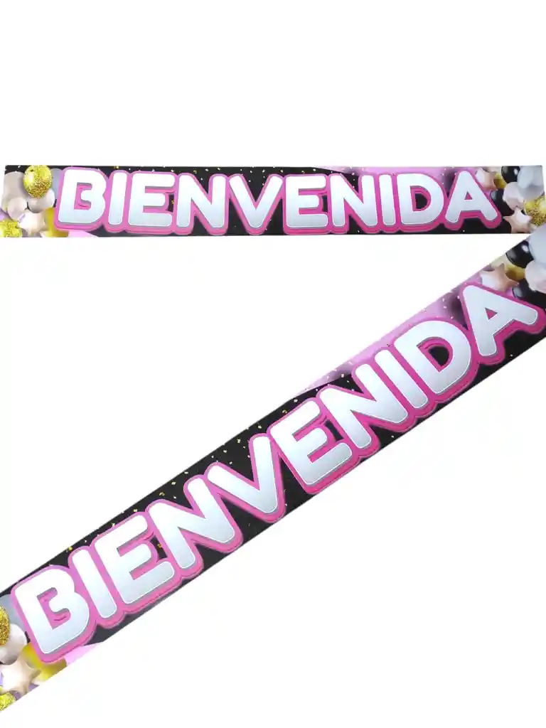 Banner Doble Letrero Bienvenida Fiesta Decoracion Fucsia