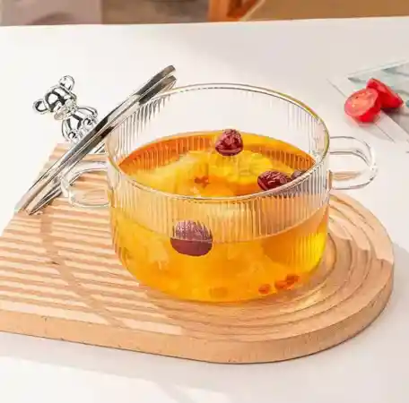 Olla Vidrio Templado Transparente Resistente Altas Temperaturas Con Tapa