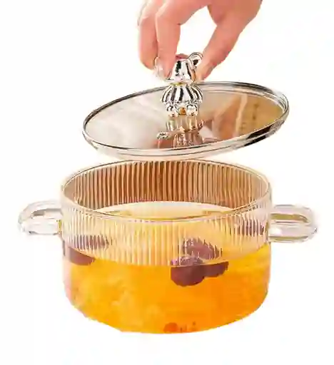 Olla Vidrio Templado Transparente Resistente Altas Temperaturas Con Tapa