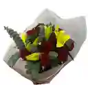 ❤️💛 Bouquet De Rosas Rojas Y Lirios Amarillos Con Eucalipto