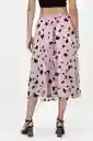 Falda Midi De Tul Con Malla Y Diseño De Flores
