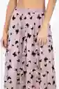 Falda Midi De Tul Con Malla Y Diseño De Flores