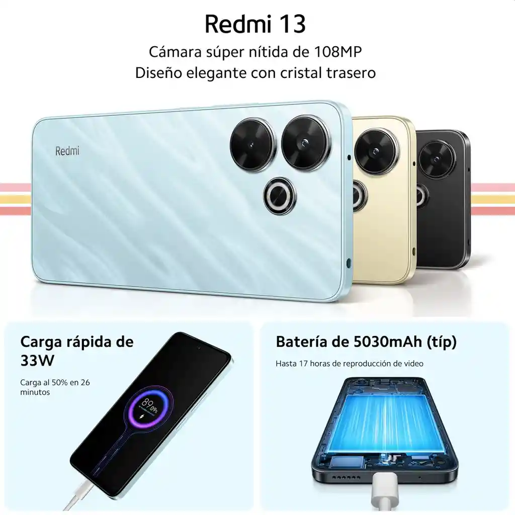 Celular Xiaomi Redmi 13 Dual Sim 256gb /8gb 6.79'' 108mp, Blk