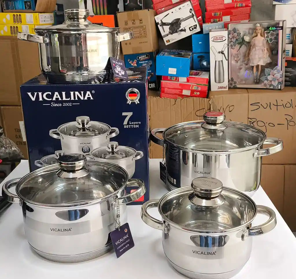 Bateria De Ollas En Acero Quirúrgico 8 Piezas