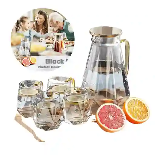 Juego De Jarra De Vidrio Dujust (68 Oz) Con 4 Vasos Y 1 Bandeja