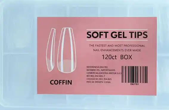 Uñas Postizas Coffin Preparada, Soft Gel Tips 120