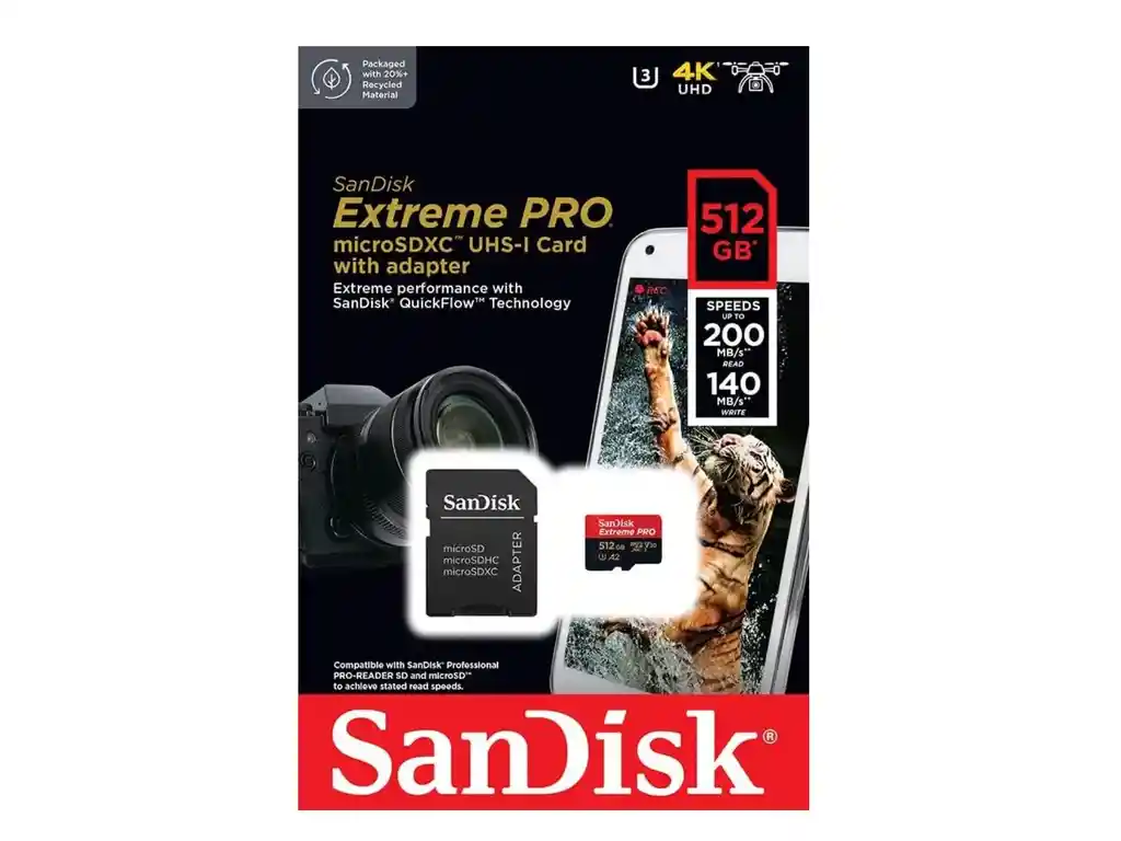 Tarjeta De Memoria Micro Sd 512 Gb U3 A2 Sandisk Extreme Pro