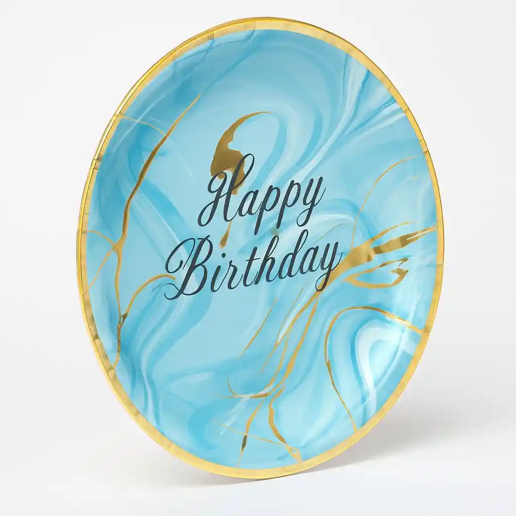 Plato Torta Mármol Azul X6und 9in