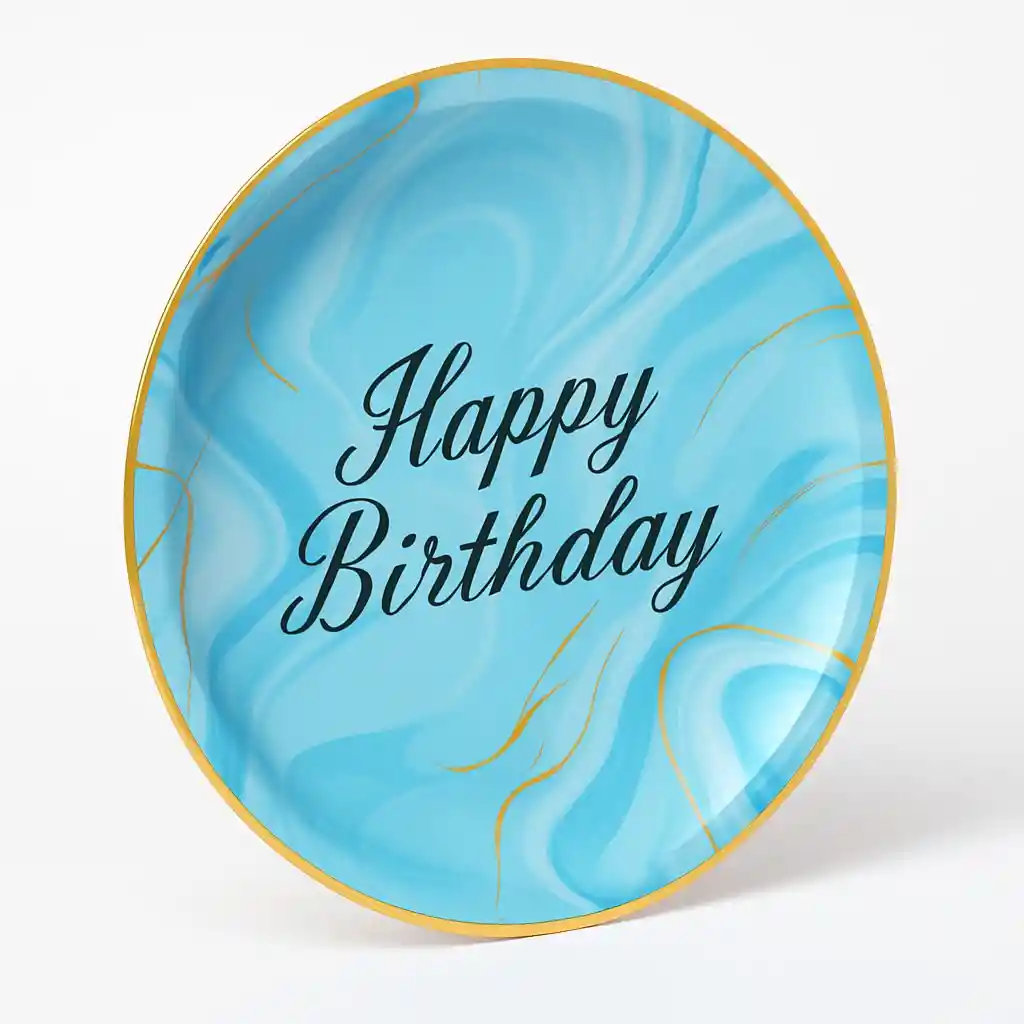 Plato Torta Mármol Azul X6und 9in