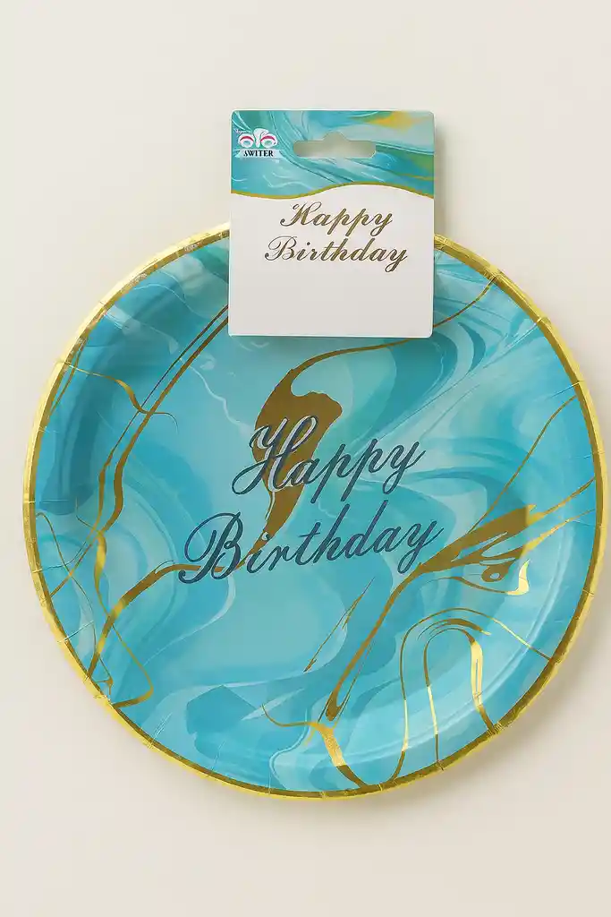 Plato Torta Mármol Azul X6und 9in
