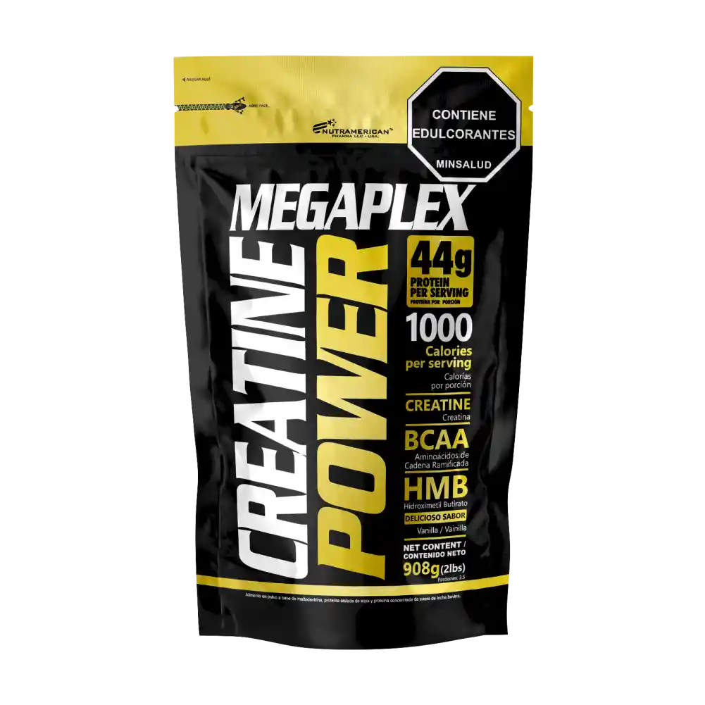 Megaplex Creatine Power Vainilla Bolsa Dorada (908g)