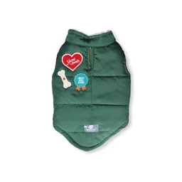 Chaleco 2xl Parches Verde Botella Borrego Marfil