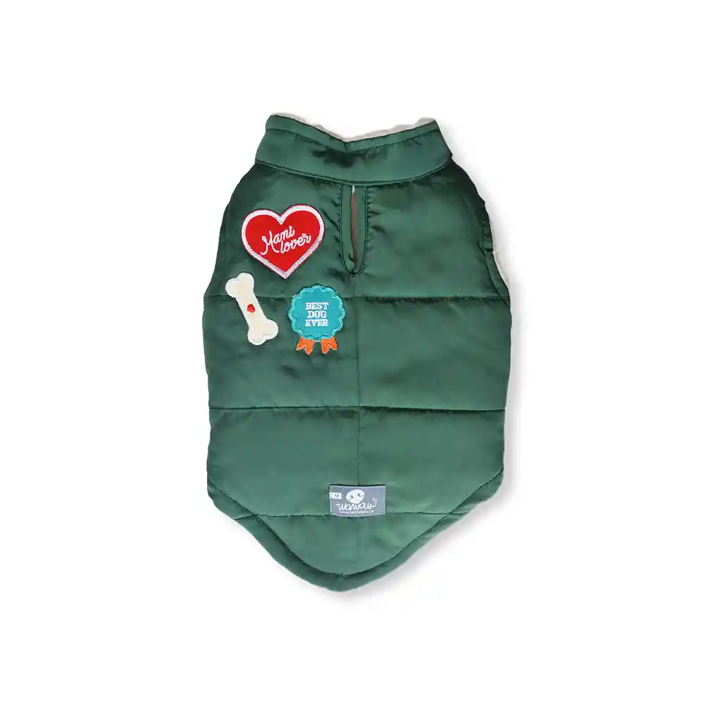 Chaleco 5xl Parches Verde Botella Borrego Marfil