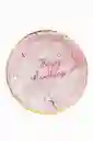 Plato Torta Mármol Rosado X6und 9in