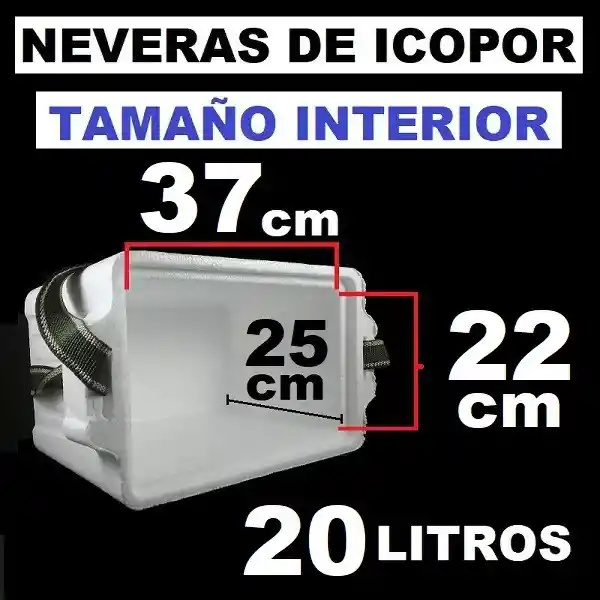 Nevera De Icopor 20 Litros Medidas 30cmx43cmx28cm