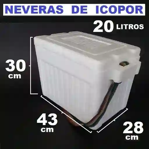 Nevera De Icopor 20 Litros Medidas 30cmx43cmx28cm