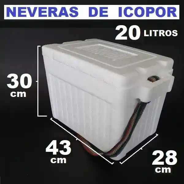 Nevera De Icopor 20 Litros Medidas 30cmx43cmx28cm