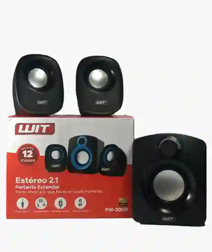 Parlante Bocina Multimedia De Mesa Para Pc- Portatil Wit Pw-2000 Color Negro