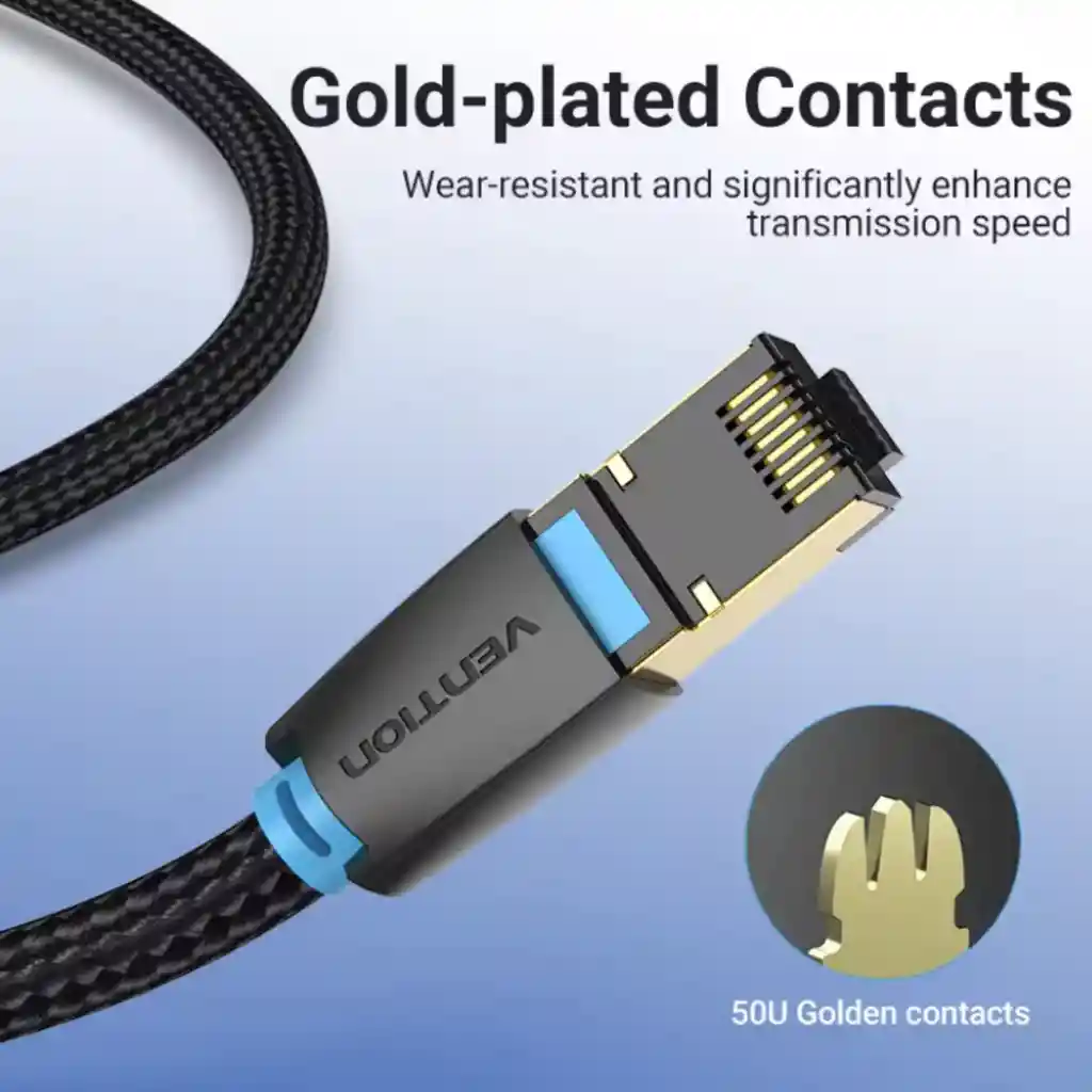 Cable Red Ethernet Nylon Cat8 Trenzado 3m Alta Velocidad