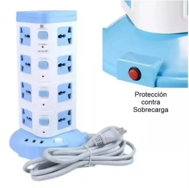 Torre Multitoma⚡️| Vertical | 16 Tomas🔌| 4 Niveles | 3 Puertos Usb | Regulador🪫|