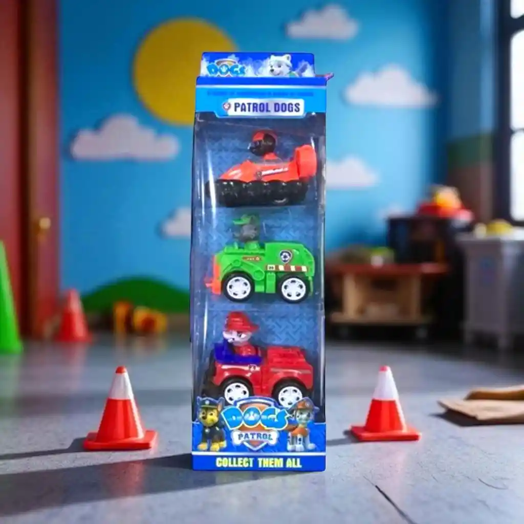 Kit Paw Patrol X 3 Carros Con Perritos