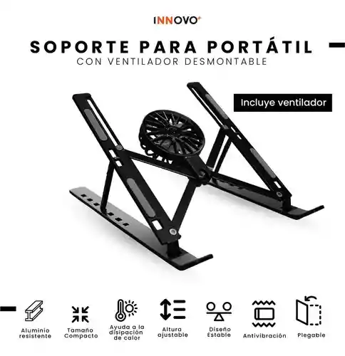 Soporte Para Laptop Notebooks Pc Portátil Con Ventilador Altura Ajustable Portátil Y Ergonómico