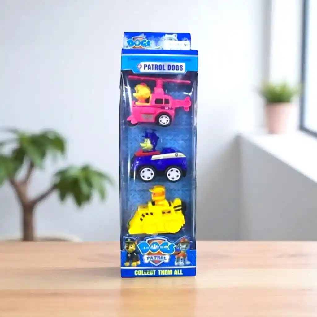 Kit Paw Patrol X 3 Carros Con Perritos Skye, Chase Y Rubble