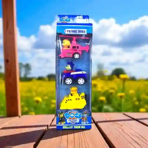 Kit Paw Patrol X 3 Carros Con Perritos Skye, Chase Y Rubble