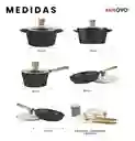 Juego De Ollas Sartenes Granito Antiadherente 16 Piezas Asfe Negro