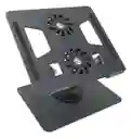 Base Portátil Plegable Metálica Con 2 Ventiladores Gira 360°