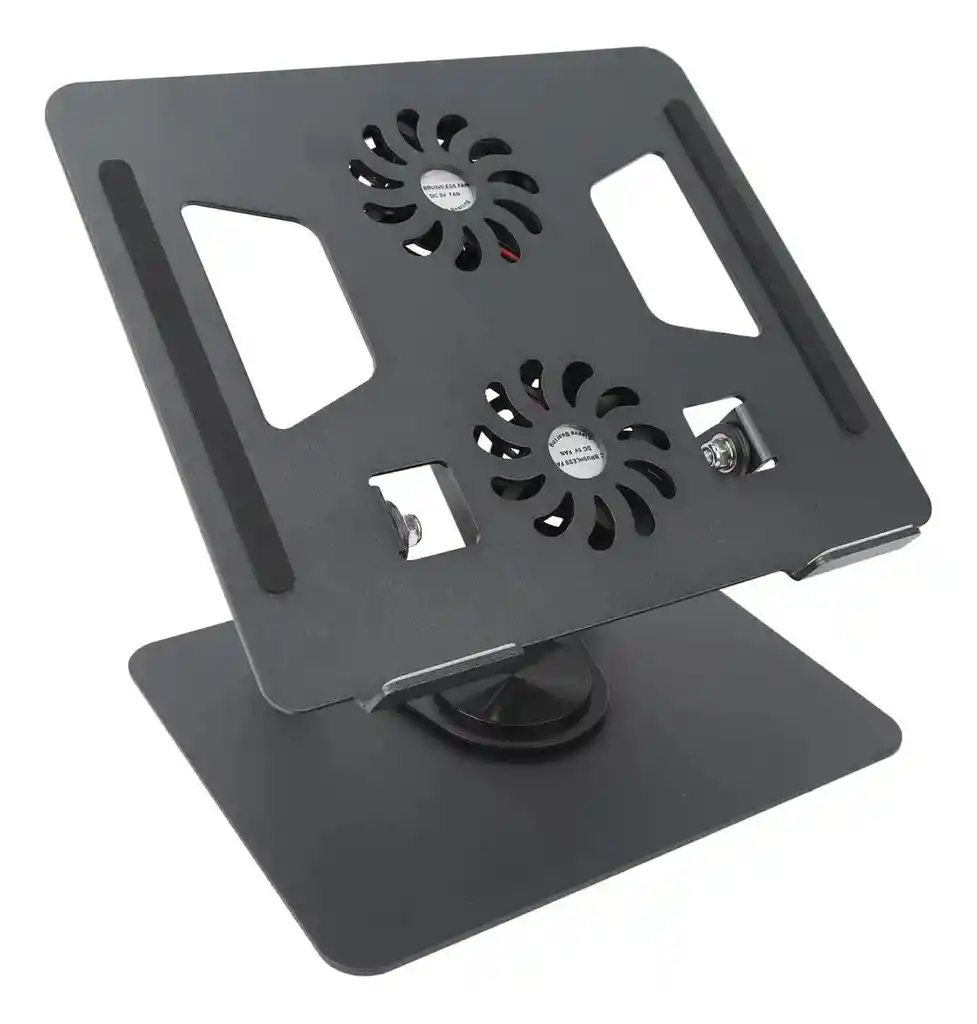Base Portátil Plegable Metálica Con 2 Ventiladores Gira 360°