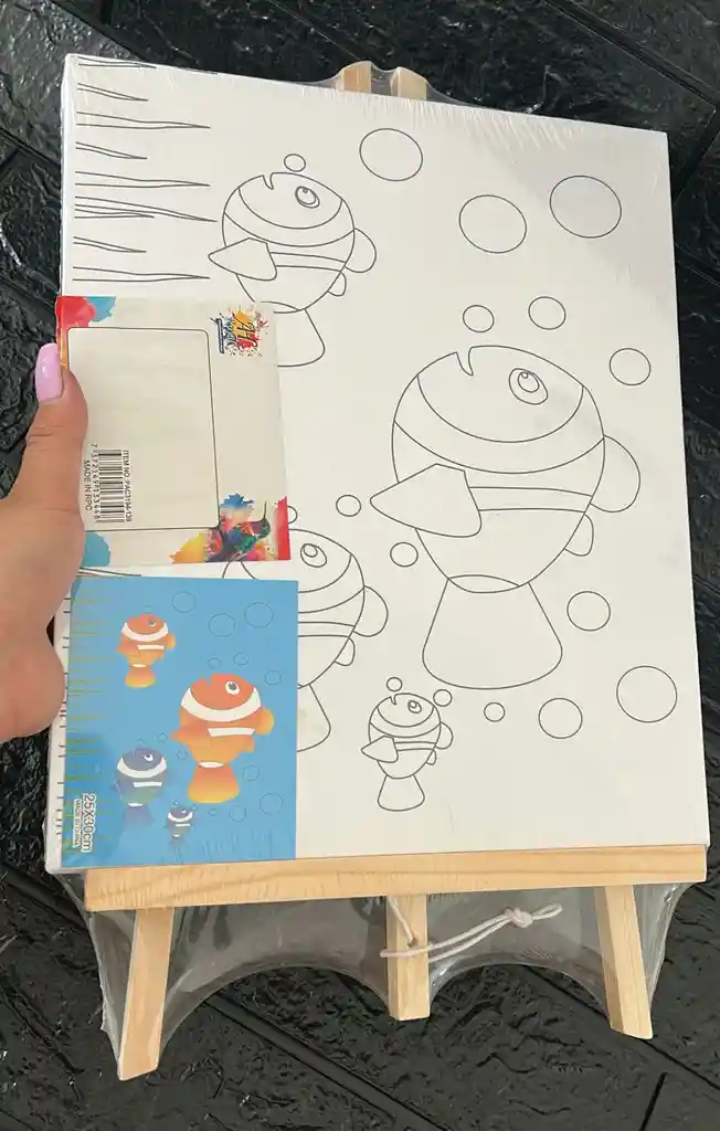 Lienzo Con Caballete 25*30 Cm Mas Pintura Y Pincel