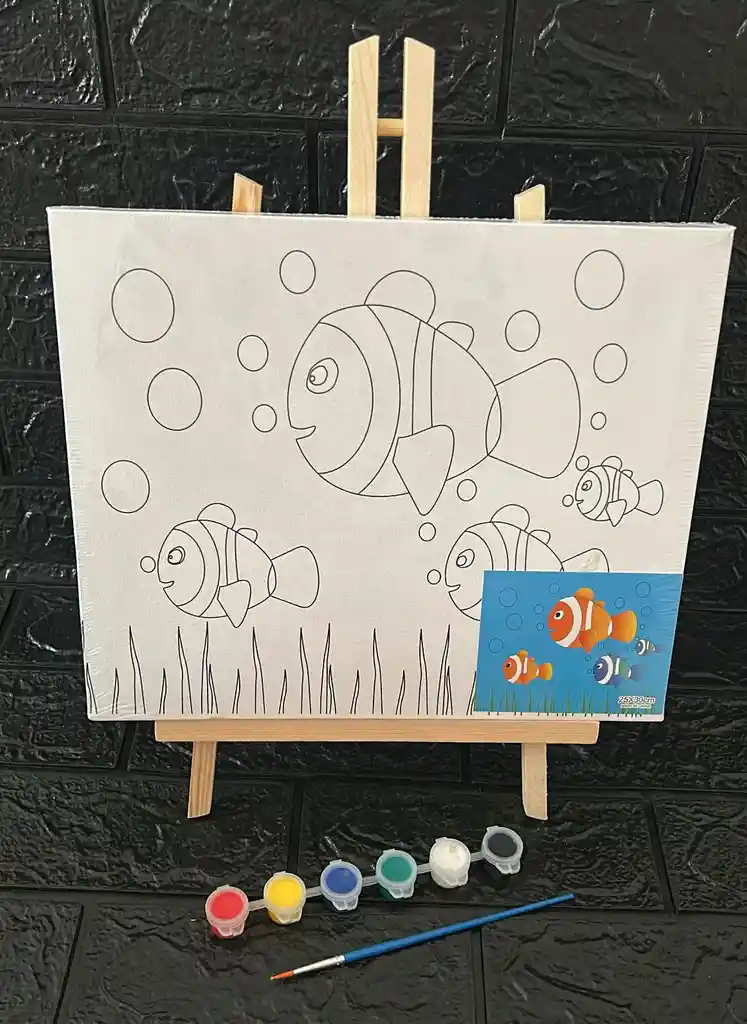 Lienzo Con Caballete 25*30 Cm Mas Pintura Y Pincel
