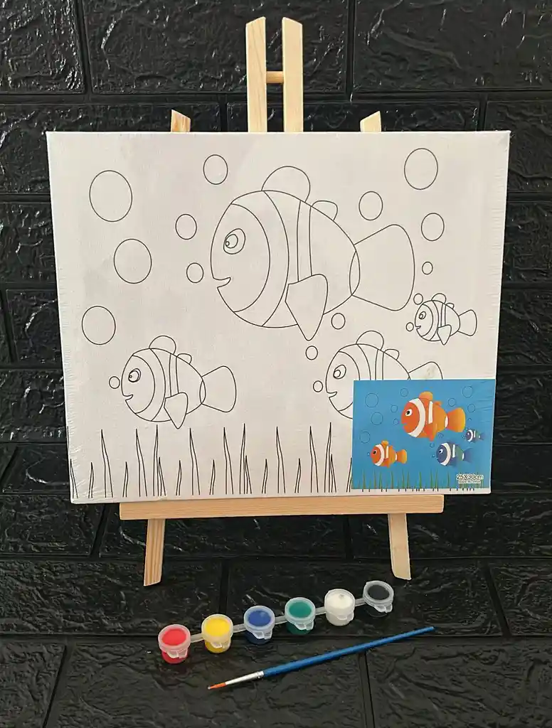 Lienzo Con Caballete 25*30 Cm Mas Pintura Y Pincel