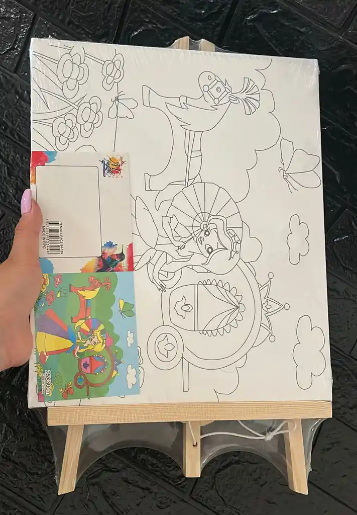 Lienzo Con Caballete 25*30 Cm Mas Pintura Y Pincel