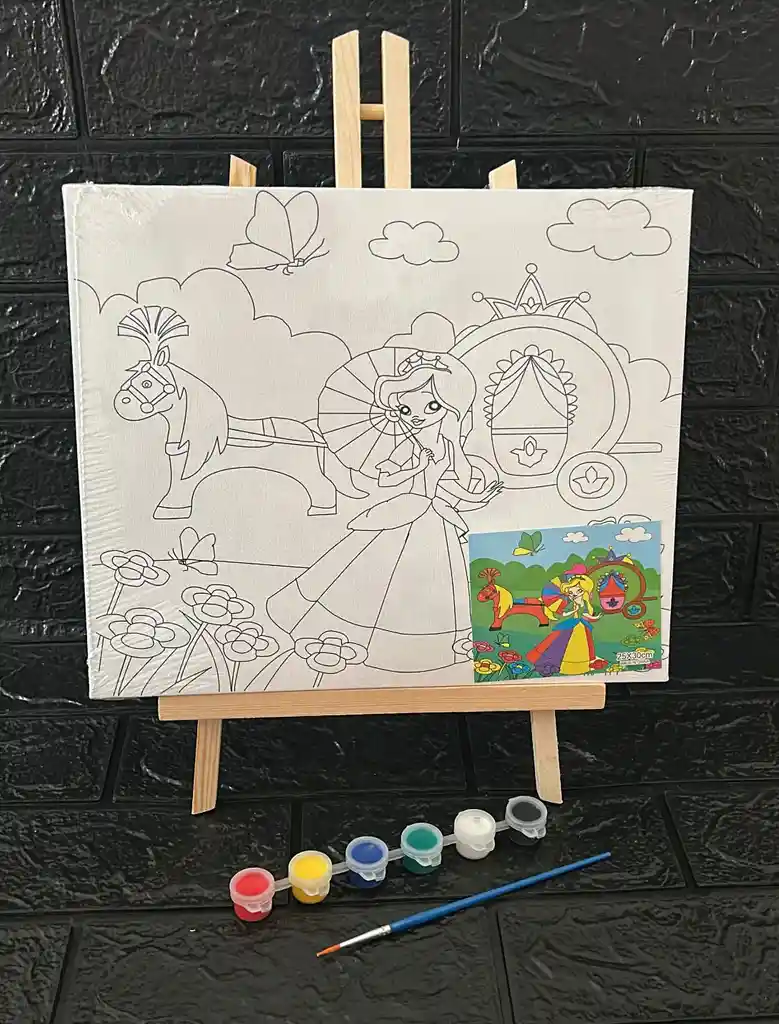 Lienzo Con Caballete 25*30 Cm Mas Pintura Y Pincel