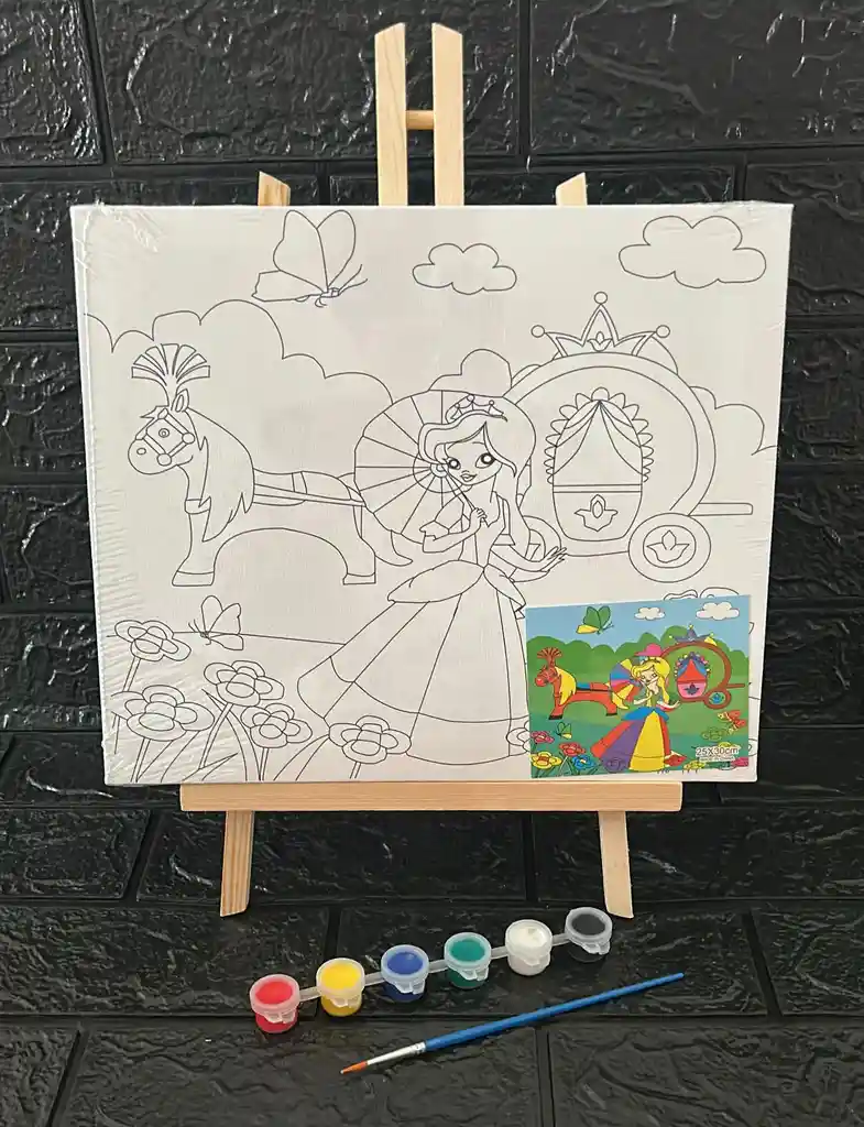 Lienzo Con Caballete 25*30 Cm Mas Pintura Y Pincel
