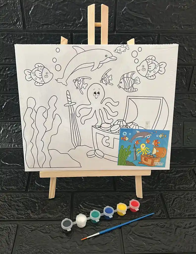Lienzo Con Caballete 25*30 Cm Mas Pintura Y Pincel