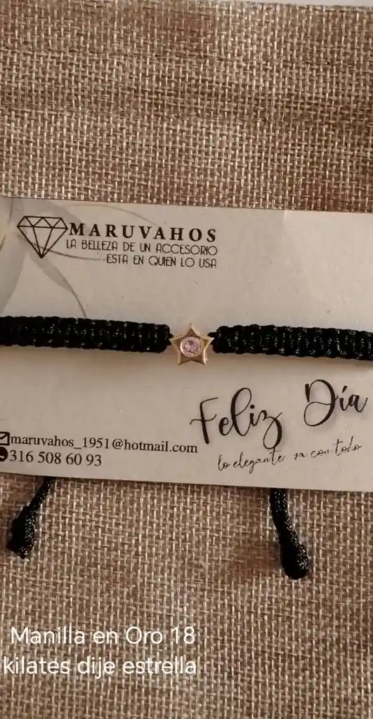 Pulsera Oro 18 Kilates Dije Estrella Rosada