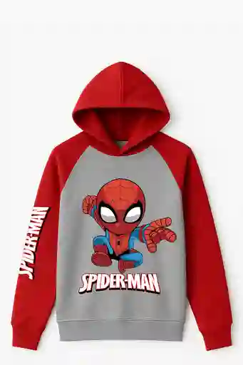 Hoodie Para Niño Tipo Ranglan Mangas Rojas Pecho Gris