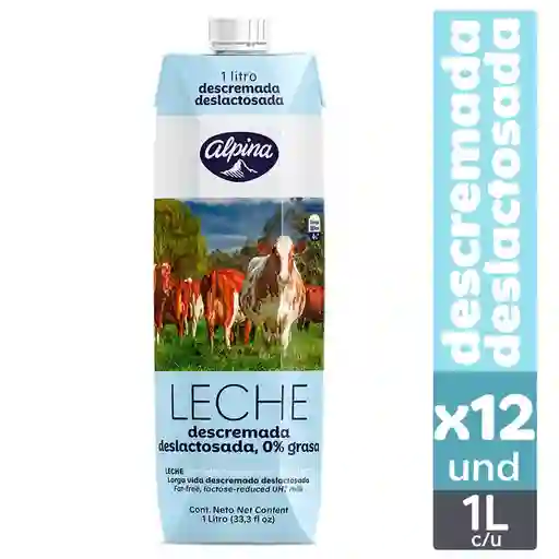 Alpina Leche Descremada 12 Unidades / 1 L