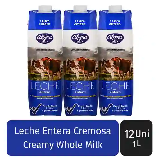 Alpina Leche Entera 12 Unidades / 1 Lt