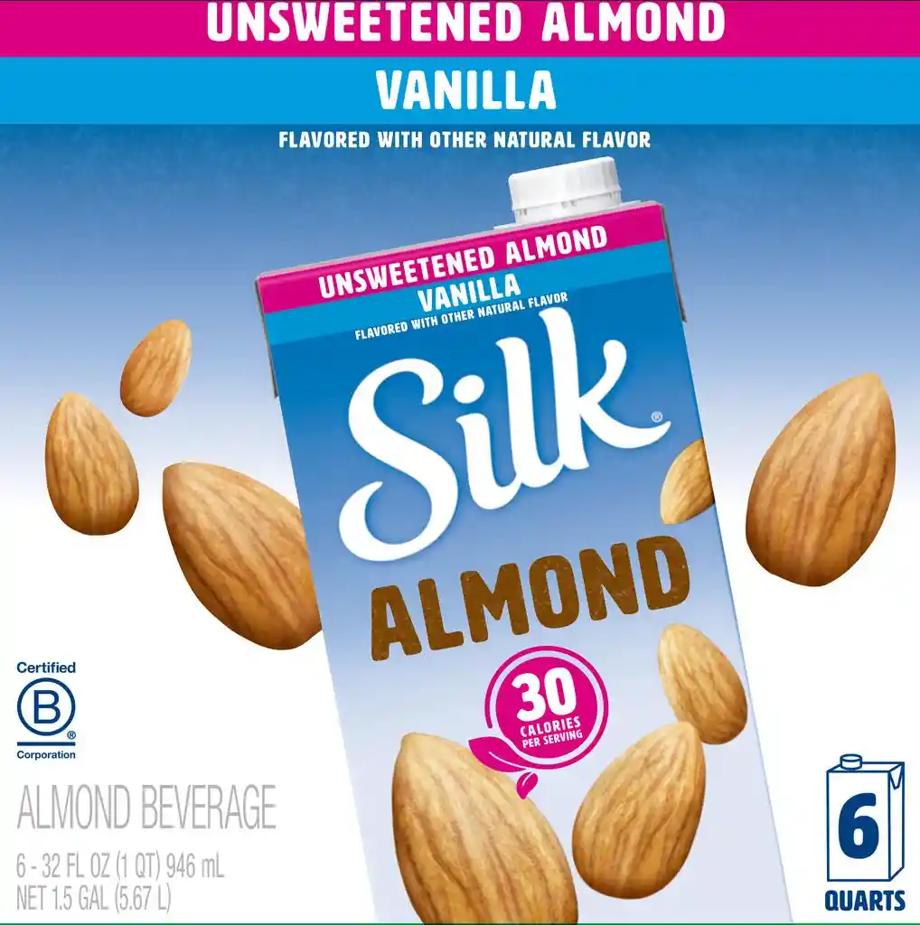 Silk Bebida De Almendras Sin Endulzante Sabor A Vainilla 6 Unidades / 946 Ml