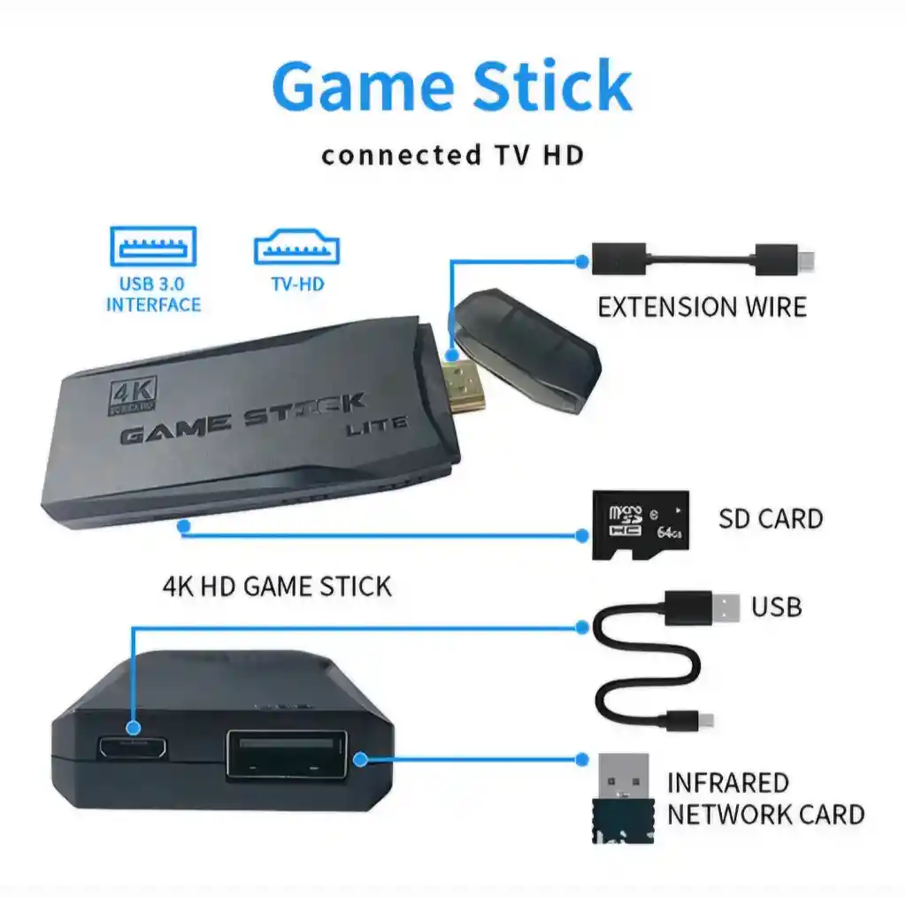 Consola Videojuegos Gamer Stick Lite 4k